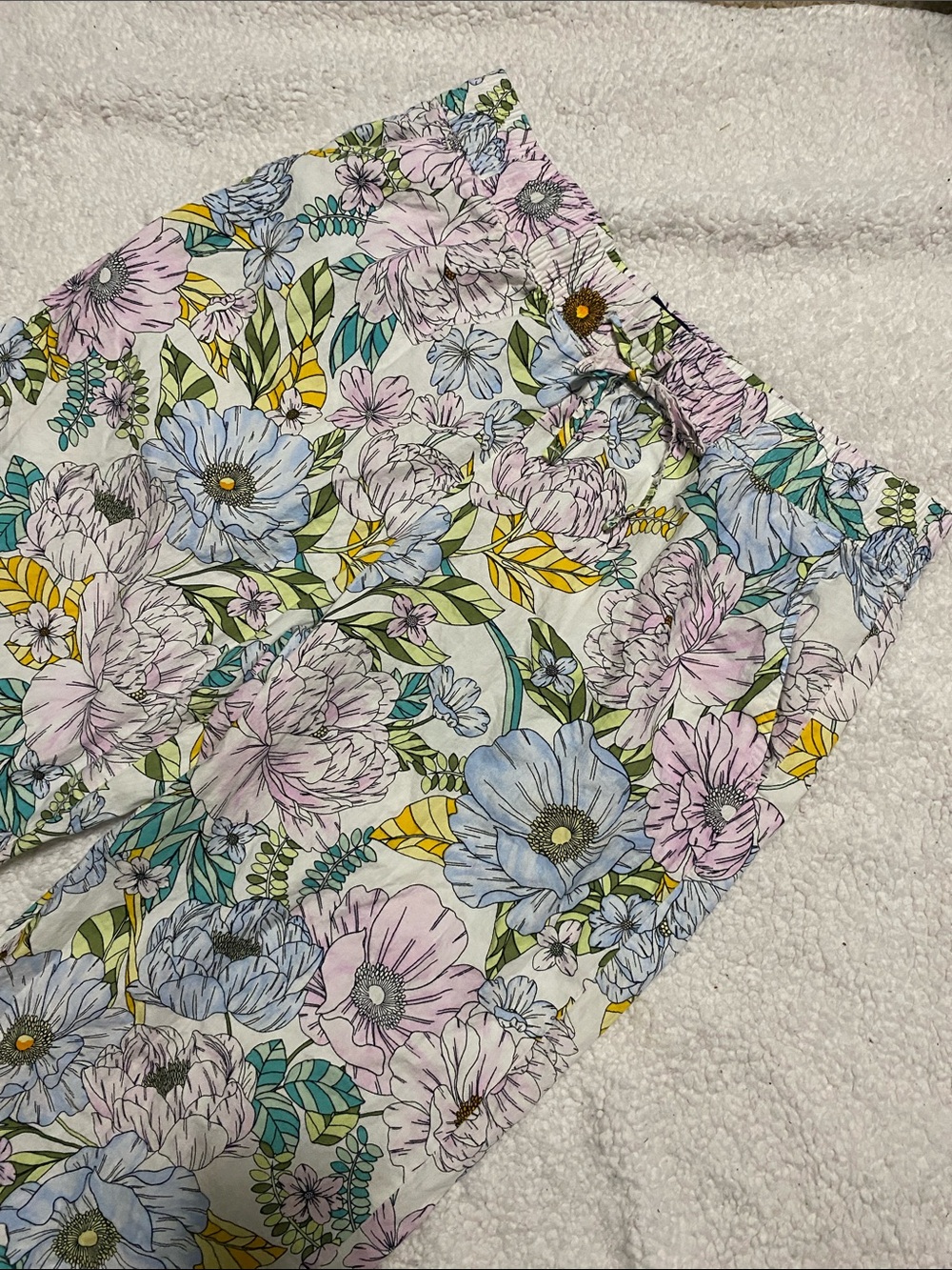 Gap Womens size Lg Floral Cotton Lounge Pants in Pastel Multicolor leafy Print - Picture 6 of 16